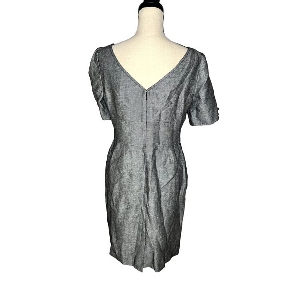 Tahari ASL Gray Short Sleeve Linen Blend Sheath Dress w/ Pockets Size 8 Petite - Picture 5 of 8